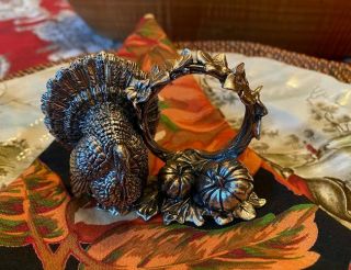 Reed & Barton Turkey Silverplate Figural 1824 Napkin Ring Thanksgiving Fall