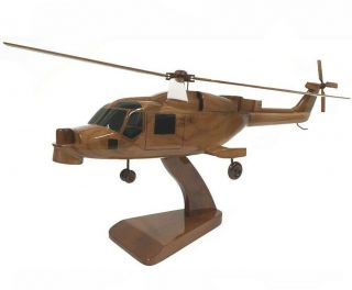 Westland Lynx Hma - 8 Navy Helicopter Military Aircraft Wooden Desktop Model.