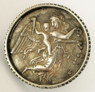 Antique Victorian Era High Relief Detailed Sterling Silver Angel Cherub Brooch