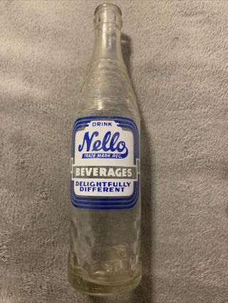 Vintage Nello Beverages Acl Soda Bottle By Lime Cola Bottling Gastonia,  Nc 1948