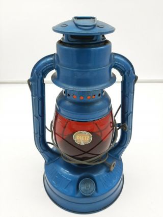 Dietz Little Wizard Railroad Lantern Red Globe - Blue Color Dietz N.  Y.