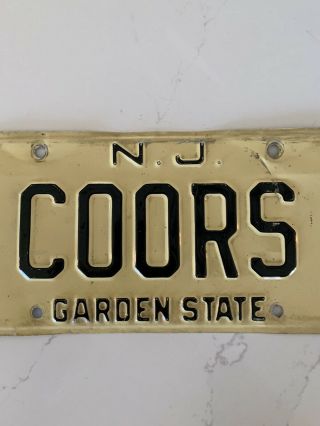 Vintage 1970s Jersey York License Plate Vanity COORS BEER Sign 3