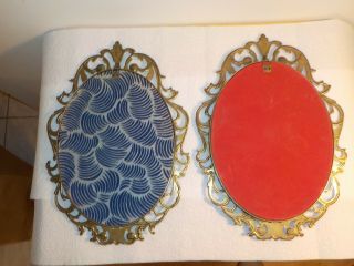 2 Vintage Victorian Brass Metal Oval Ornate Picture Frame Made In Italy 12 1/2 "