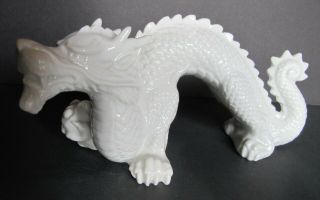 Vintage White Dragon Porcelain Figurine Japan Label Omg Otagiri 8.  5 "