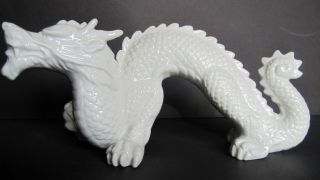Vintage White Dragon Porcelain Figurine Japan Label OMG Otagiri 8.  5 