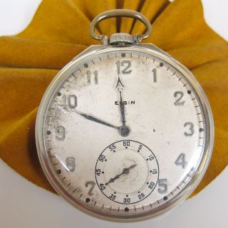 Elgin National Co.  14k White Gold Filled Antique Pocket Watch Estate
