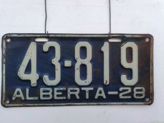 Rare Vintage 1928 Alberta Canada License / Licence Plate
