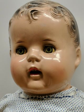 Vintage Antique Large 25 " Baby Doll Sleepy Eyes Teeth Composition Cloth Body