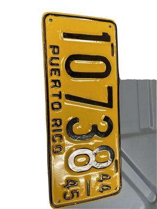 1944 - 45 Puerto Rico License Plate