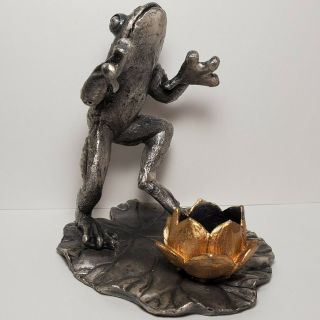 Vintage Collectible Pewter Frog On Lily 1994 Spi