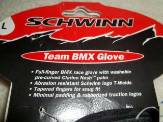 Vintage Schwinn Bmx Gloves Red/black Lg Nwt