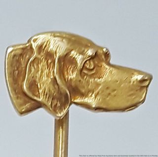 Antique Art Deco Hunting Hound Dog 14k Yellow Gold Stick Lapel Ascot Pin 1.  6g