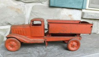 Antique Painted Pressed Steel Turner Red Dump Truck