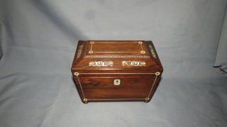 A Fine 19th Century William Iv Inlayed Rosewood Tea Caddy
