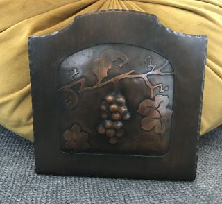 Hand Hammered Arts and Crafts Copper Bookends with Grapes 2
