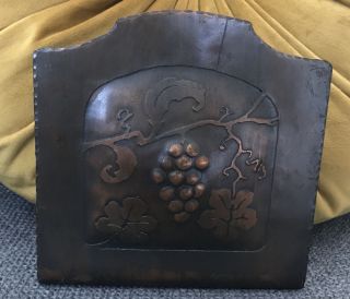 Hand Hammered Arts and Crafts Copper Bookends with Grapes 3