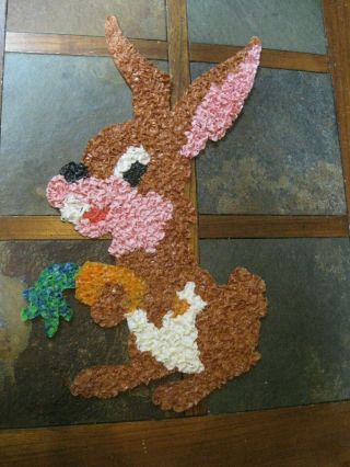 Vtg Melted Plastic Popcorn Rabbit Brown Rabbit Easter Spring Decoration 21 " X12 "