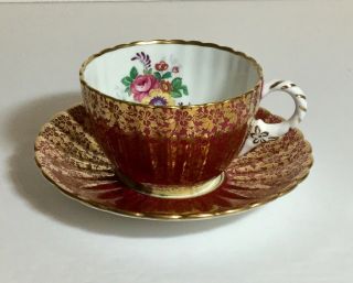 Vintage Royal Stafford Red And Gold Floral Chintz Tea Cup And Saucer Set