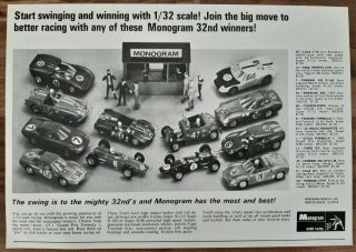 Vintage 1967 Monogram Lola Mg Ferrari Porsche Lotus 1/32 Slot Car Advertisement