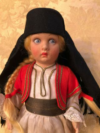 Antique 13 " Lenci Felt Doll Slavic Balkan - Style Ensemble,  Tags Attached