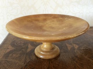 Color Italian Marble Alabaster Stone Pedestal Compote Footed Bowl