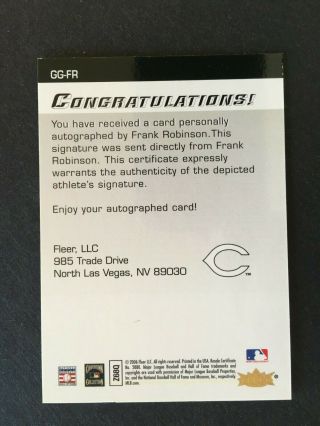 2006 FLEER GREATS OF THE GAME AUTOGRAPHICS GG - FR FRANK 
