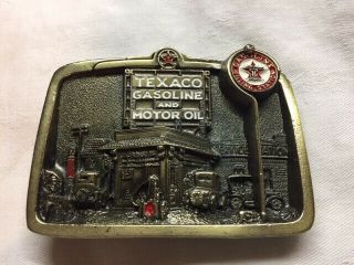 Vintage Texaco Gas And Oil Brass Belt Buckle