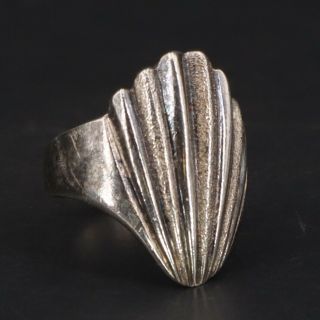 Vtg Sterling Silver - Art Deco Fluted Ridged Solid Tapered Ring Size 6 - 4.  5g