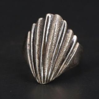 VTG Sterling Silver - ART DECO Fluted Ridged Solid Tapered Ring Size 6 - 4.  5g 2