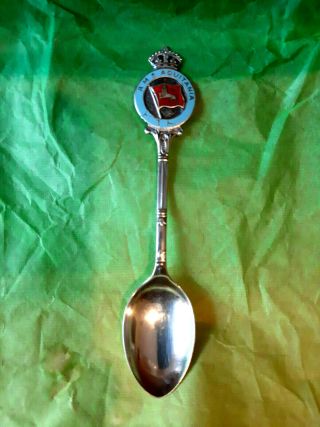 Rms Aquitania Cunard Line Antique Enamel Sterling Silver Souvenir Spoon