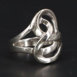 Vtg Sterling Silver Modern Abstract Twisted Intertwined Solid Ring Size 9 - 7g