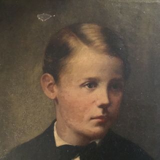 Fine 19th Century Antique Oil on Canvas Painting Portrait of a Boy Unsigned 2