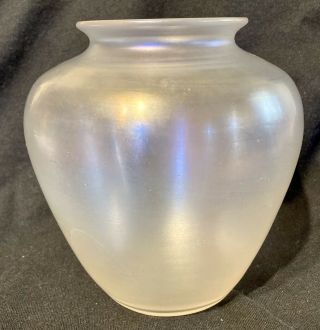 Antique C.  1920’s Art Deco Steuben Verre De Soie Iridescent Art Glass Vase