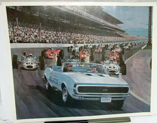 1967 Chevrolet Camaro Ss Indy 500 Pace Car Promotional Poster 23 X 18.  5