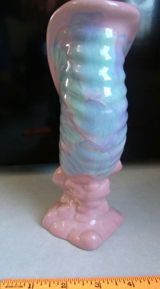 Vintage Royal Haeger Art Pottery by Hickman Conch Shell Vase in Pink Blue Glaze 3