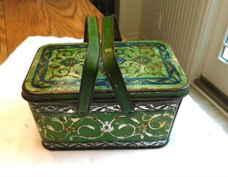 Vintage Art Deco Monarch Foods Tin Litho Lunch Box Pail