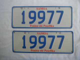 Pair 2003 Western Samoa License Plate Tag Penina Ole Pasefika
