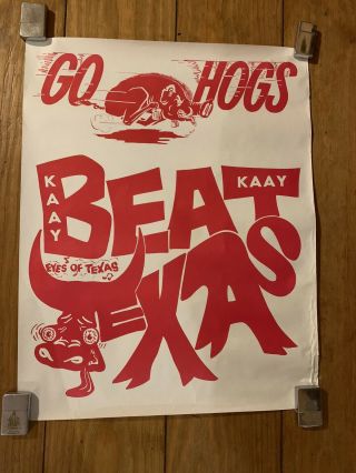 Vintage 1960s Arkansas Razorbacks Kaay Radio 1090 Beat Texas Football Poster