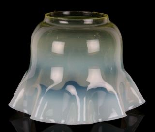 Arts and Crafts Vaseline Glass Oil Lamp Shade Antique 2