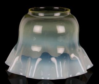 Arts and Crafts Vaseline Glass Oil Lamp Shade Antique 3