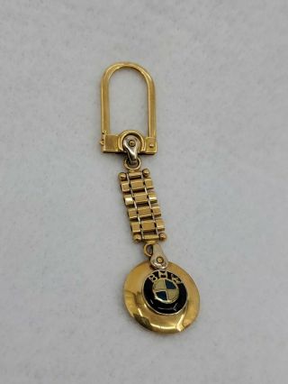 Vintage Bmw Gold Metal Keychain Key Ring 1990s