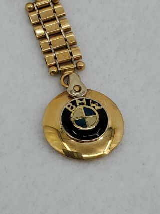 Vintage BMW Gold Metal Keychain Key Ring 1990s 2