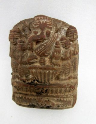 Antique Old Sand Stone Fine Hand Carved Hindu God Ganesha Holy Worship Sculpture