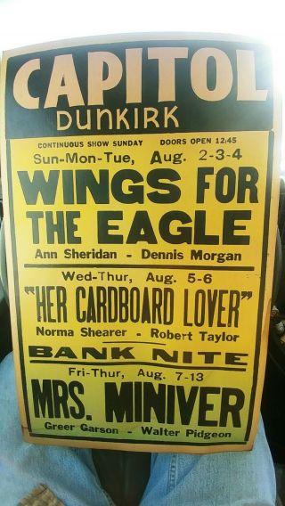 Vintage Capitol Theater Dunkirk N Y Movie Theater Poster