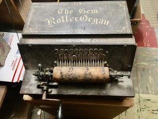 Dated 1892 Antique Gem Roller Organ Organette For Restoration