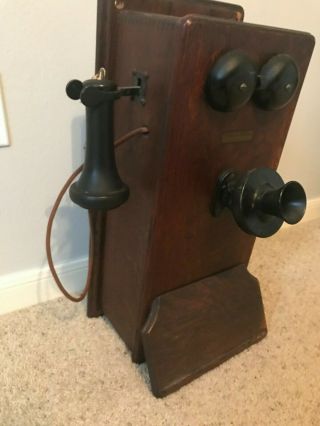 Oak Western Electric Signed Antique Wall Phone,  Crank Generator,  Pat.  1913
