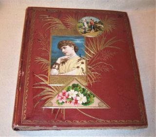 Fine Antique Victorian Scrapbook - Trade Cards,  Calling Cards,  Die Cuts,