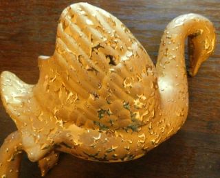 2 Vintage Decor 22 K Weeping Bright Gold Swan Gold Craft Usa Hand Decorated