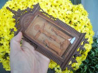 19c Antique Hand carved wooden icon 3