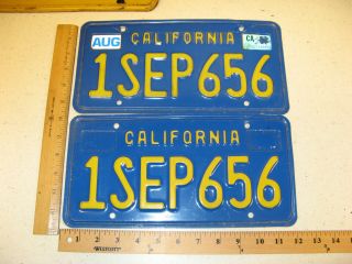 1987 87 California Ca License Plate Tag Pair Set 1sep656